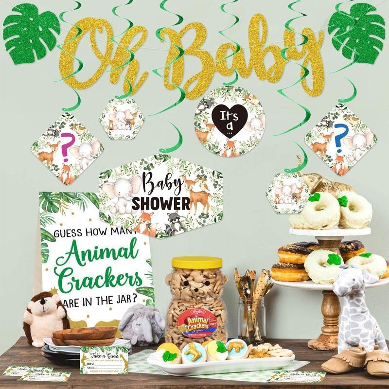 12Pieces Jungle Animal Ceiling Hanging Swirl Baby Shower Party Decorations