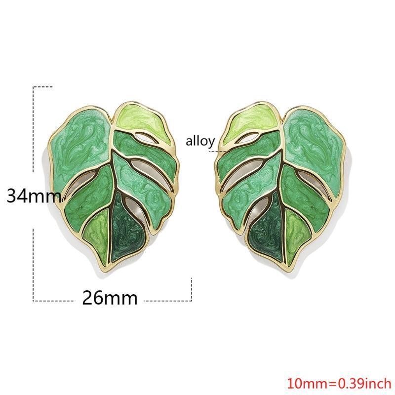 Creative Green Plant Earrings Fashion Enamel Flower Leaves Earrings for Women