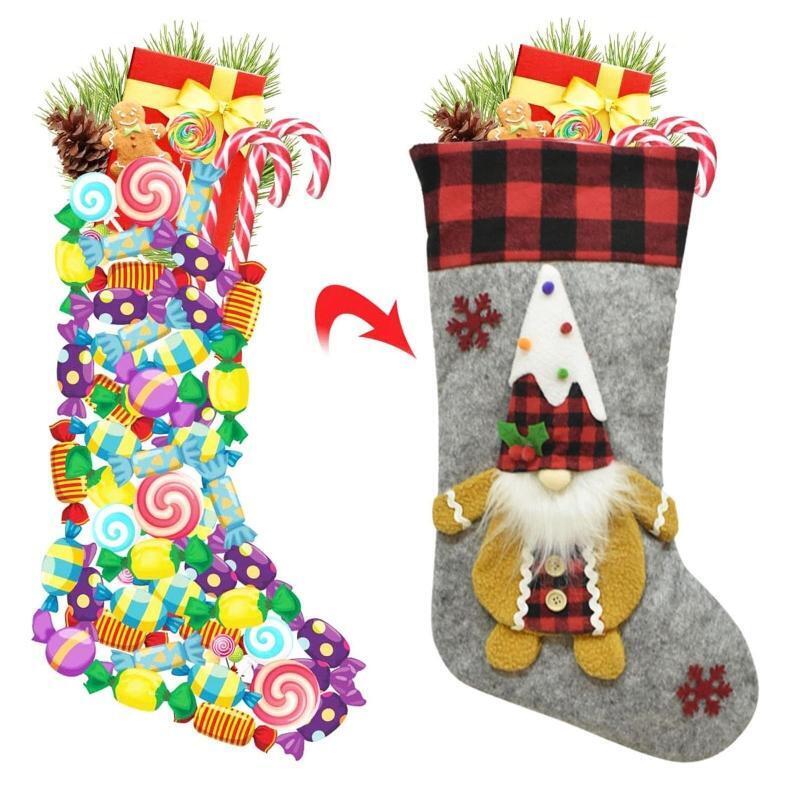 Christmas Gnome Stockings 3pcs/set Xmas Tree Decor Stuffed Gift Wrapping