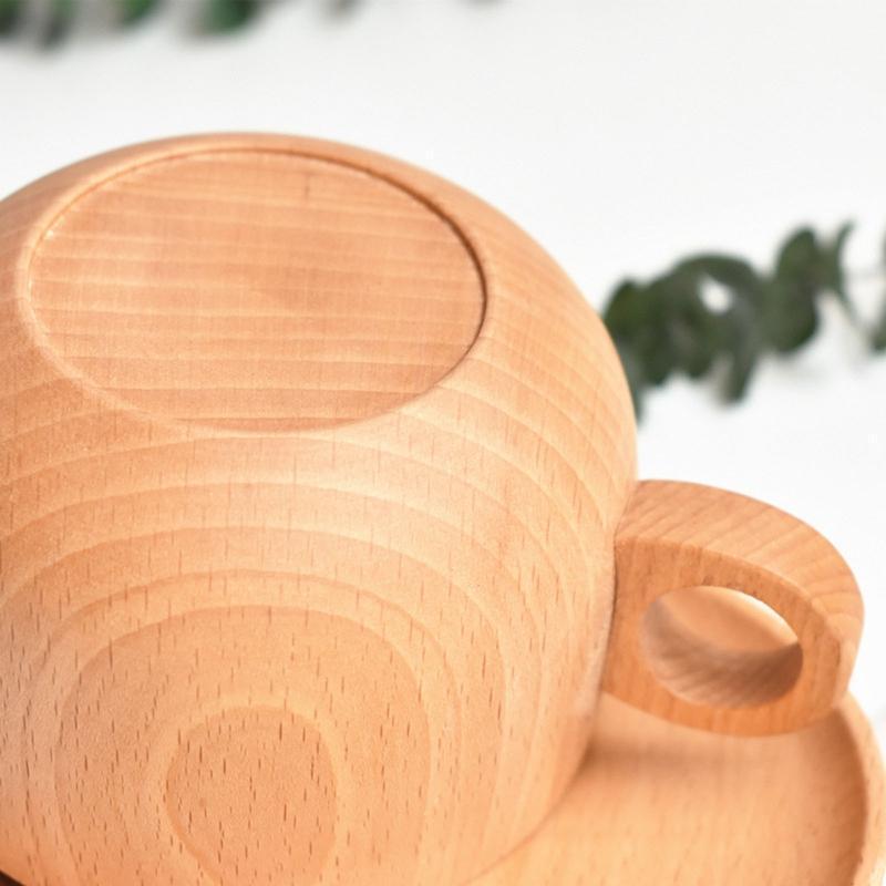 Log Color Natural Wood Coffee Tea Cups Beer Juice Milk Mugs Beech Material