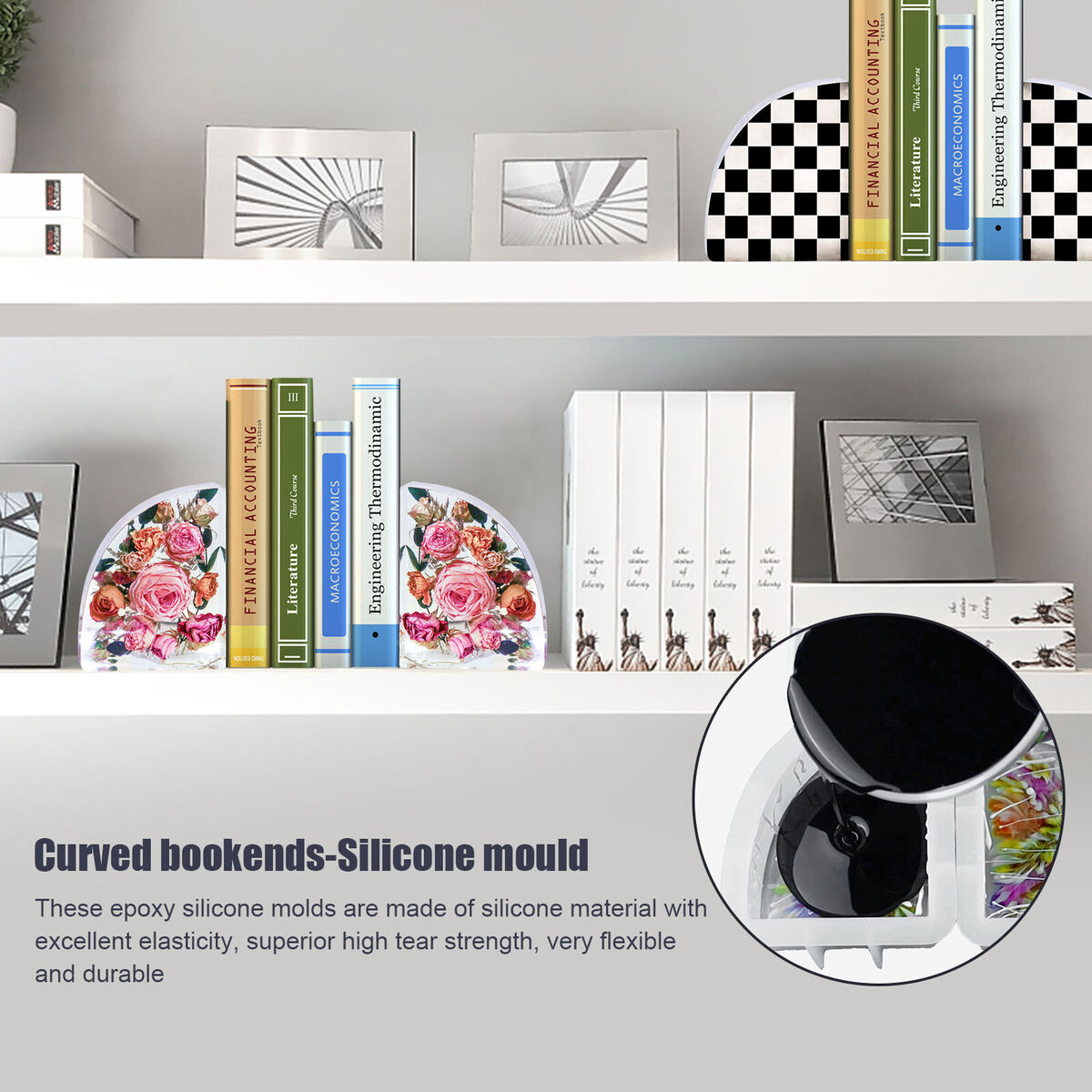 Silicone Mold Washable Reusable Curved Bookends DIY Handicraft & Ornament