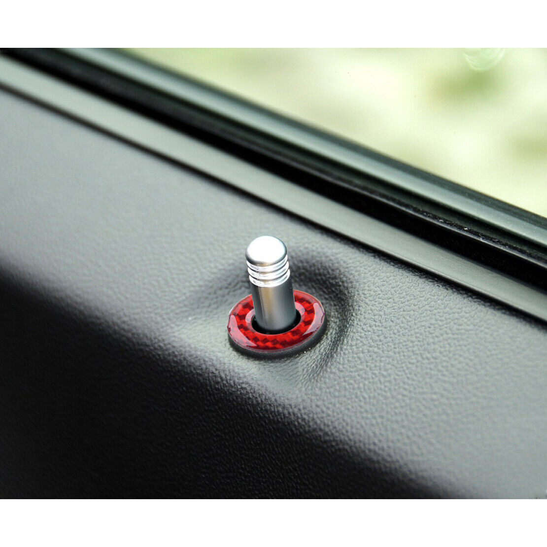 Carbon Fiber Red Door Lock Pin Cover Trim Fit for Dodge Challenger 2008-2014