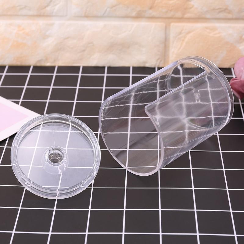 Transparent Plastic Organizer Box Round Container Storage Makeup Cotton Pad Swab