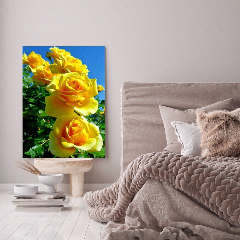 Yellow Rose Diamond Painting 5D DIY Full Round Drill Picture Rhinestone Kit