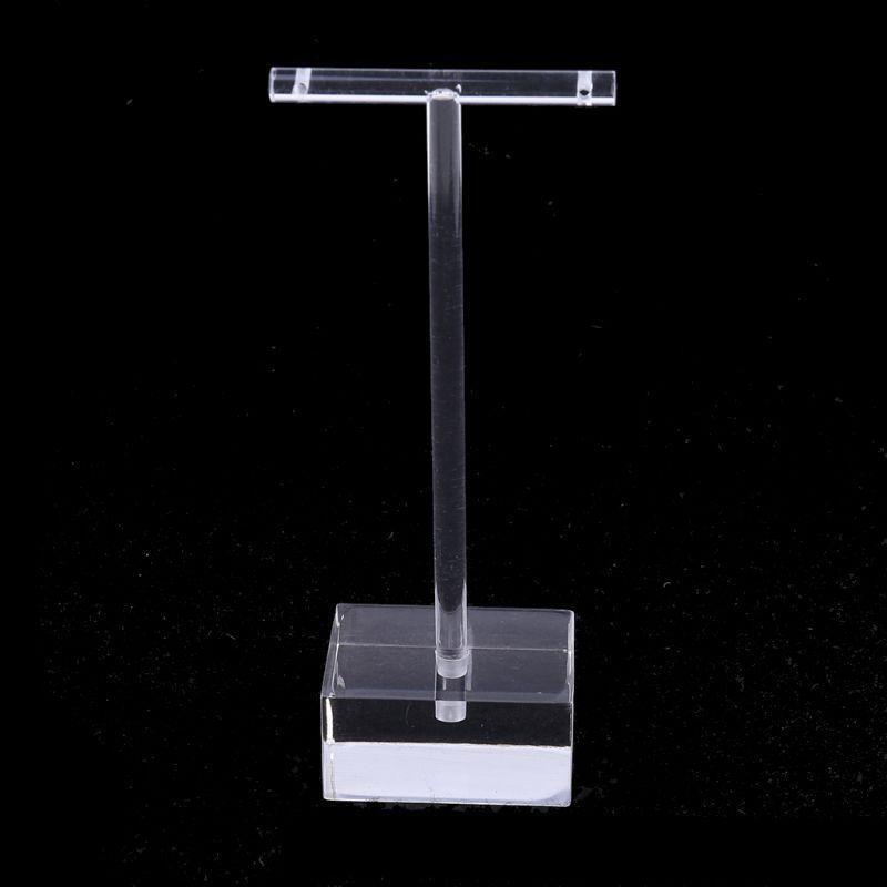 Earrings Jewelry Display T Bar Stand Holder Rack Organic Glass 2Pcs