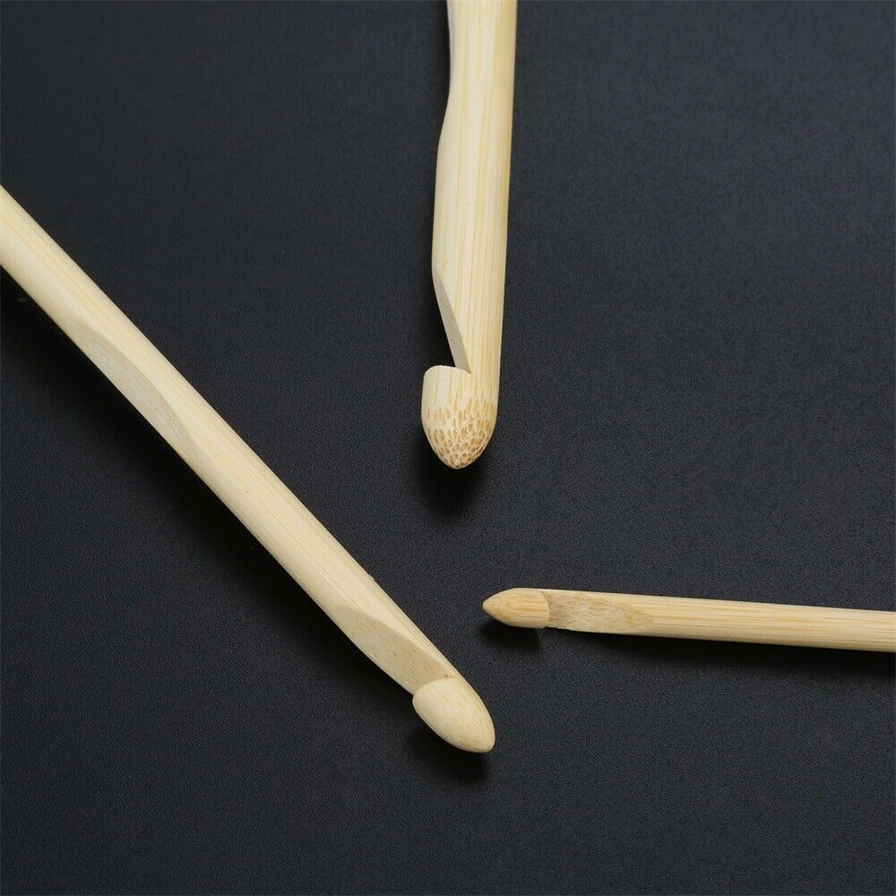 12pcs Bamboo Multicolor Afghan Tunisia Crochet Hooks DIY Knitting Needles 3-10mm