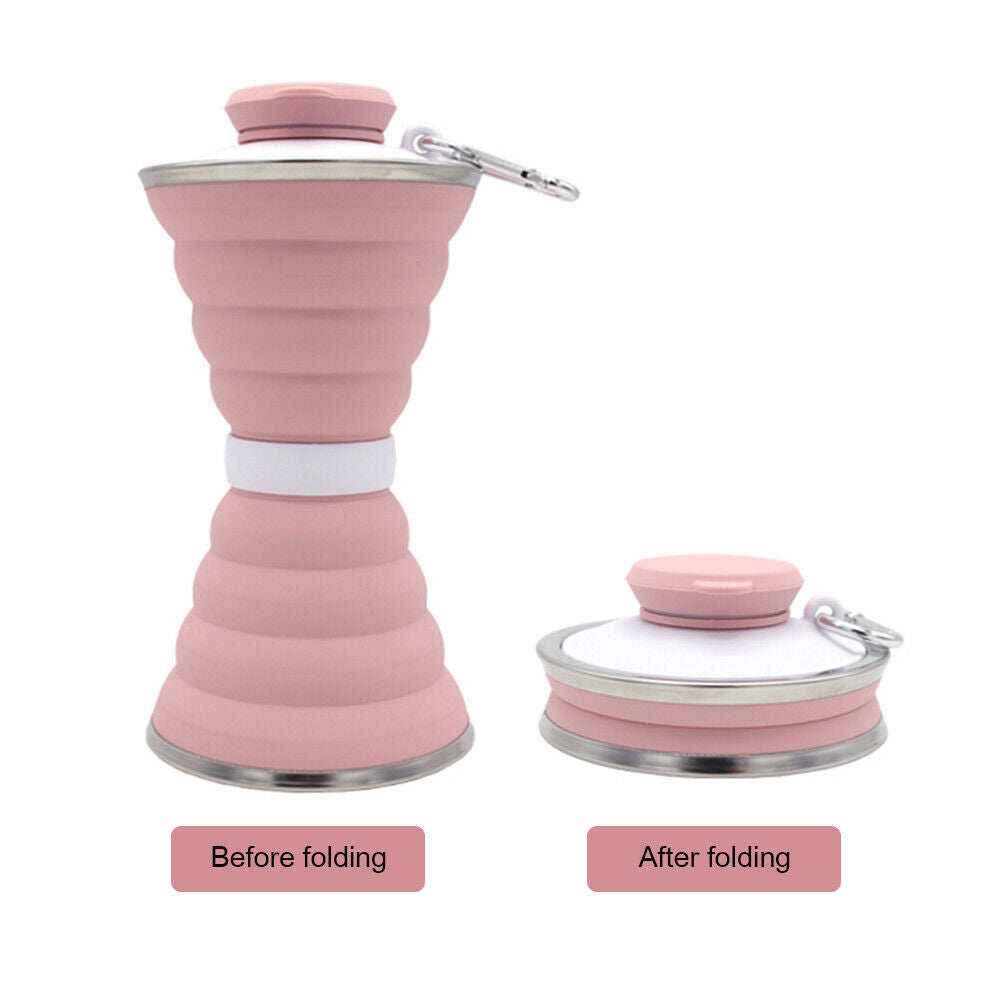 Sports 500mL Collapsible Soft Kettle Outdoor Silicone Water Bottle (Pink)