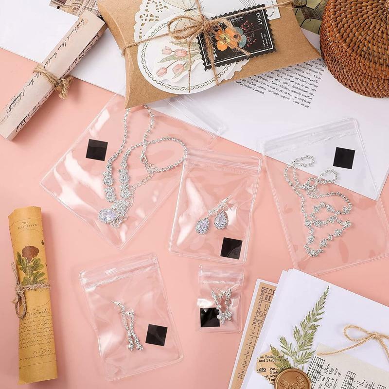 100Pcs Self Seal Jewelry Storage Bags Earring Pouches 20Pcs Antioxidant Sheet