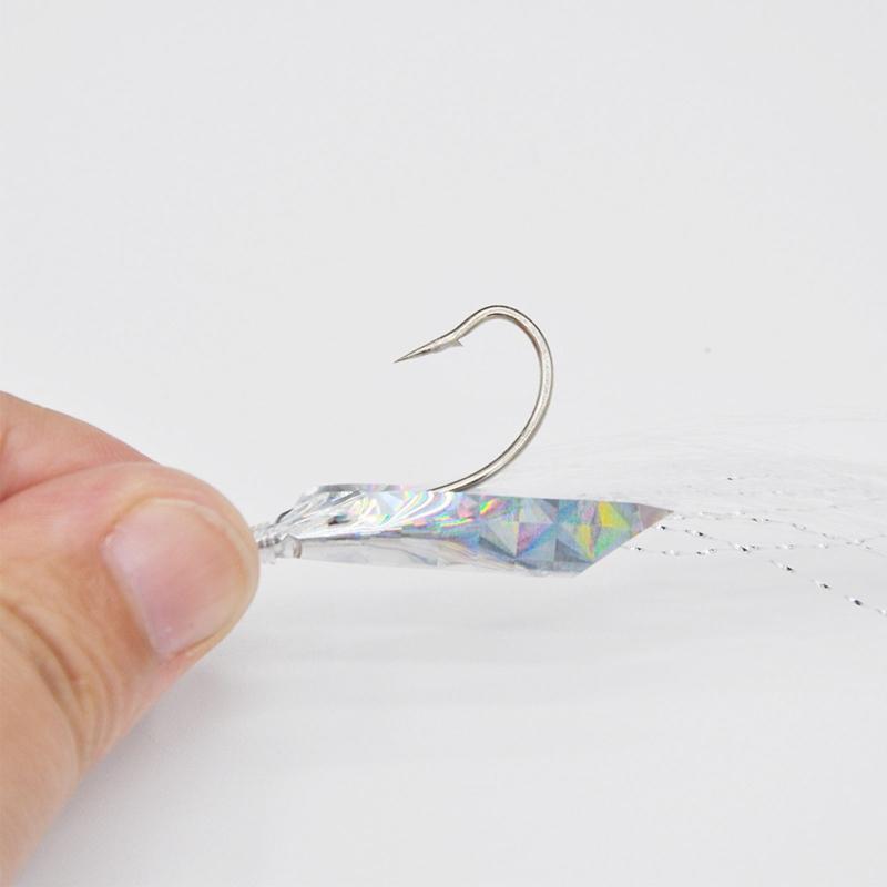 5 Pcs Fishing Lures Bait Luminous Fishing Hook Feathers Bass Cod Fishing Lures