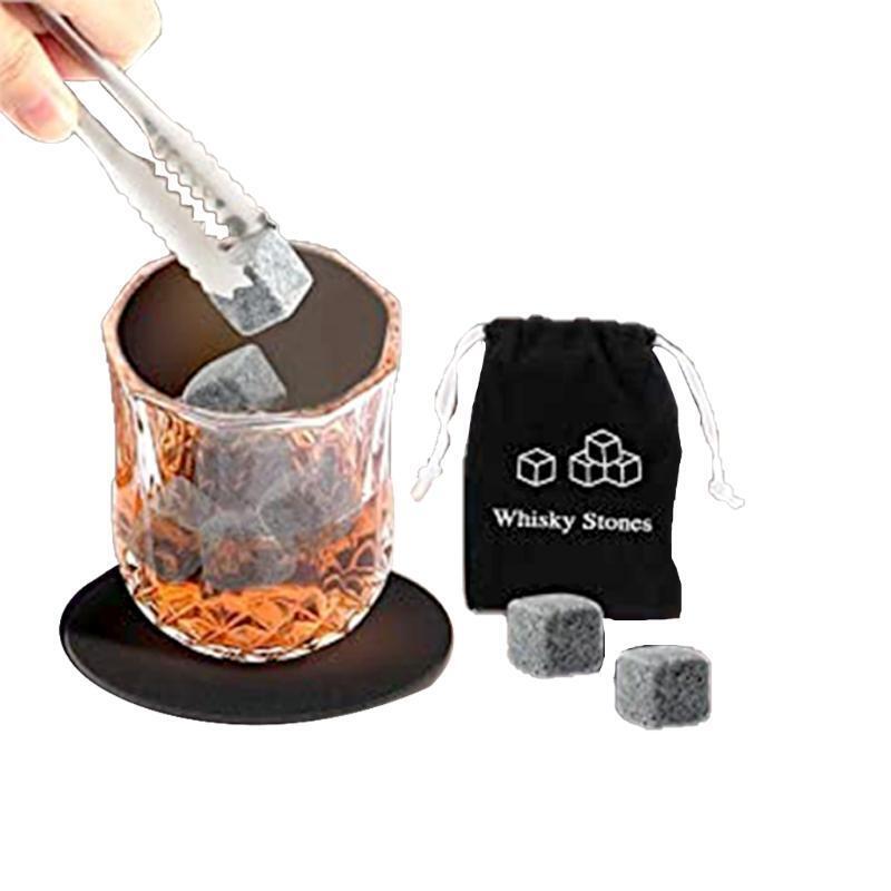 Whiskey Glass Set with 6 Pcs Whiskey Bourbon Chilling Stones in Wooden Box