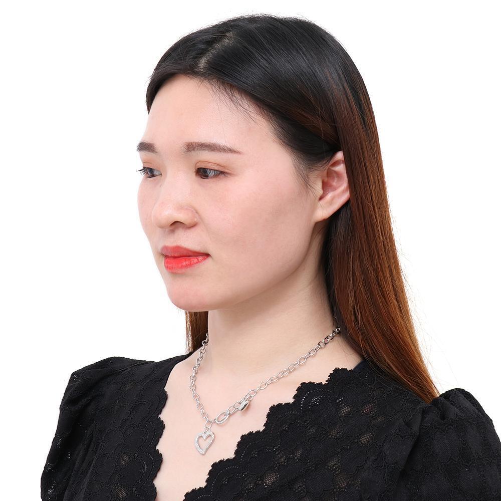 Valentine's Day Gifts Love Heart  Necklace Thick Chain Hollow Heart Choker