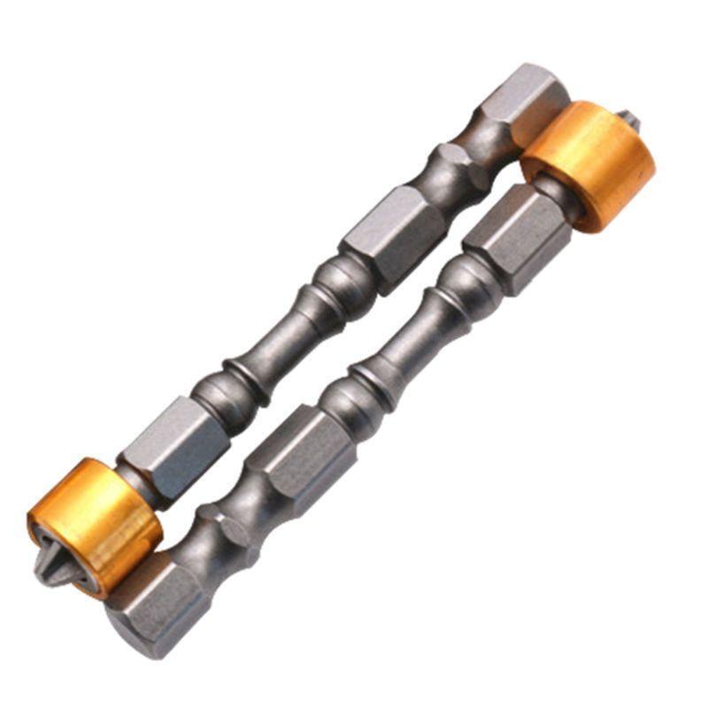 10 Pcs Strong Magnetic PH2 Screwdriver Bit Set 65mm Yellow Aluminum Ring Bits