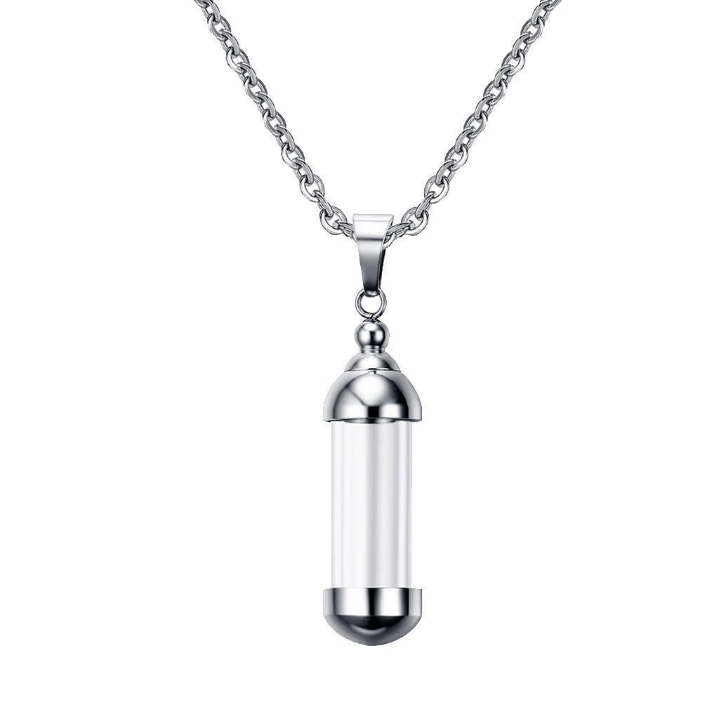 5Pcs Glass Vial Pendant Necklace Openable Urn Chain Clear Keepsake Ash Tube