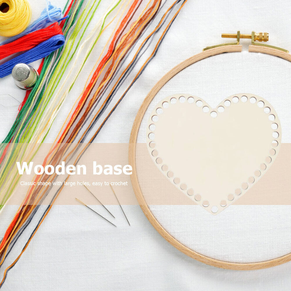 Natural Wooden Basket Base Heart Shaped Crochet Blank DIY Weaving Making