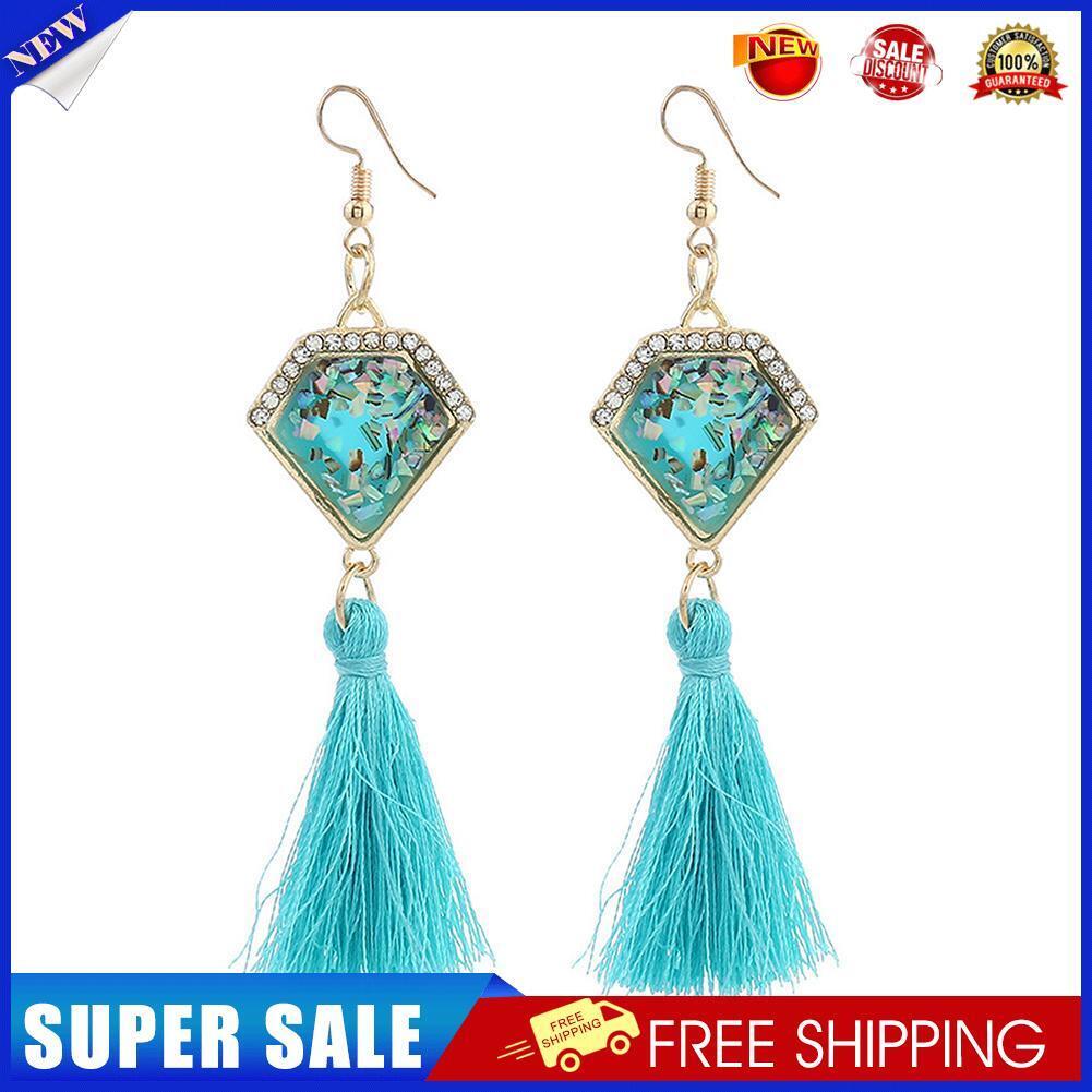 Crystal Rhinestone Long Tassel Earrings Women Fringing Drop Jewelry