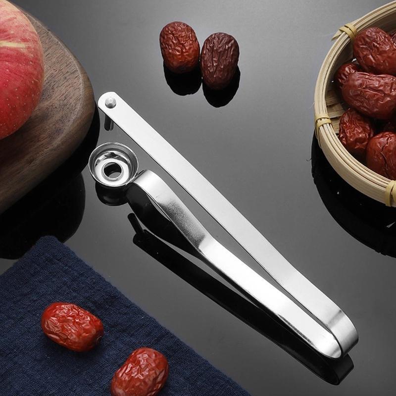 Stainless Steel Cherry Pitters Long Handle Fruit Corer Seed Remover Plum Sheller