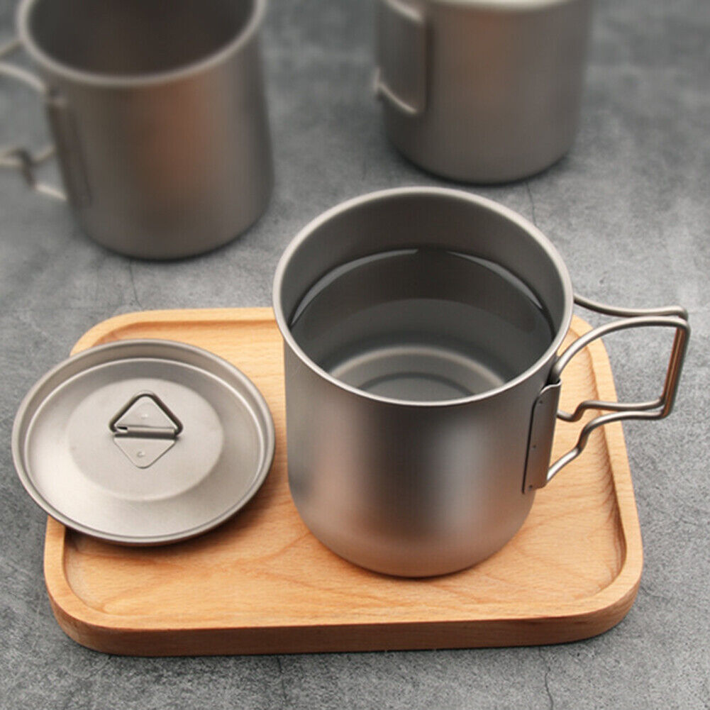 420ml Camping Water Cup Mug with Lid Outdoor Picnic Travel Cooking Utensils