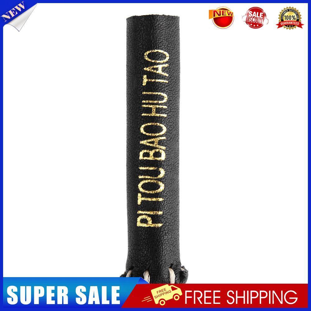 Leather Snooker Cue Tip Cover Protector Sleeve for Stick Billiard(Black)