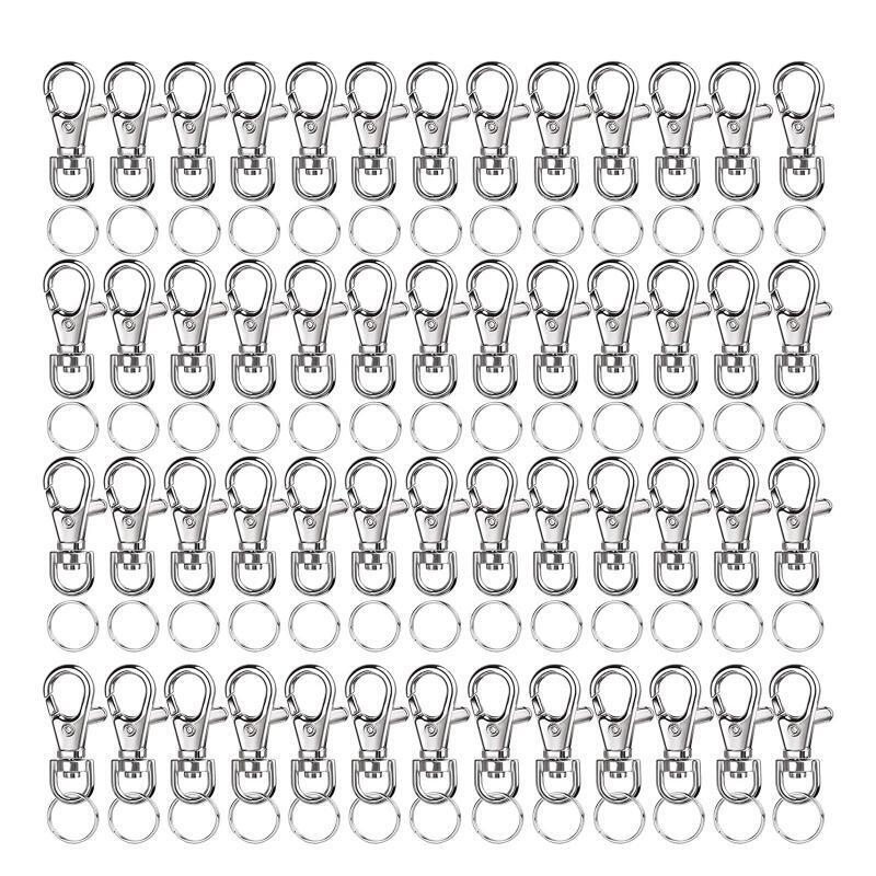 120 Pcs Metal Key Chain Clip Hooks with Key Ring for Lanyard Purse and Crafting