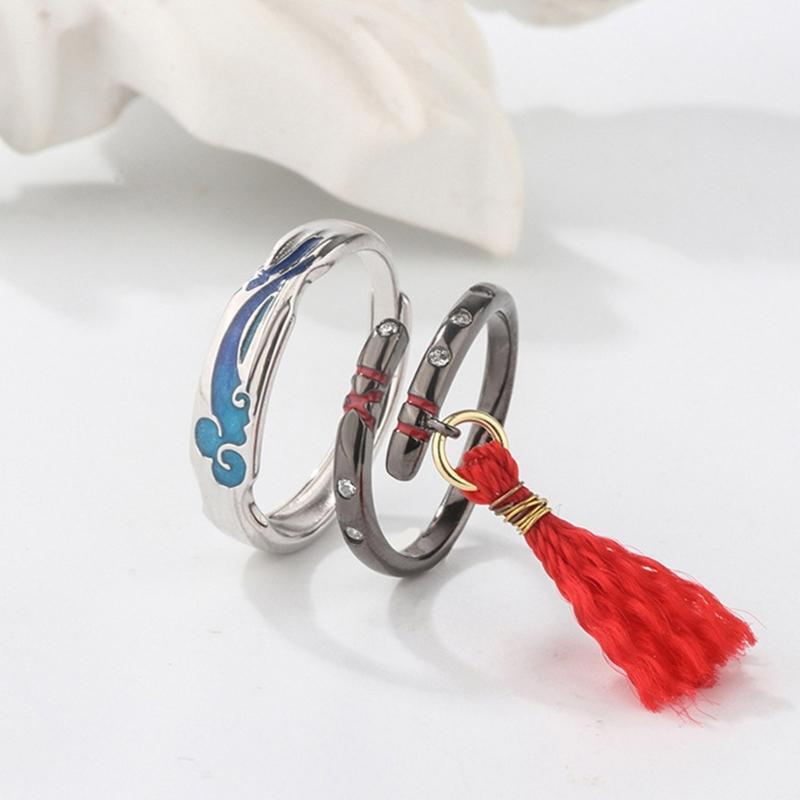 Matching Open Band Ring Adjustable Lovers Ring Set for Girlfriend Boyfriend