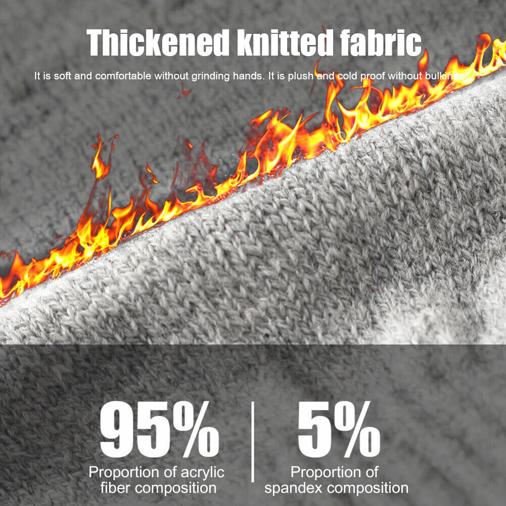 Full Finger Knitted Gloves Men Women Bike Warm Touch Screen Mittens (Grey)
