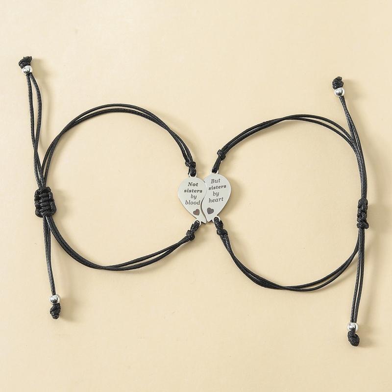 1 Pair Best Friends Matching  Heart Bracelets Set Sisters Twins Stainless Steel