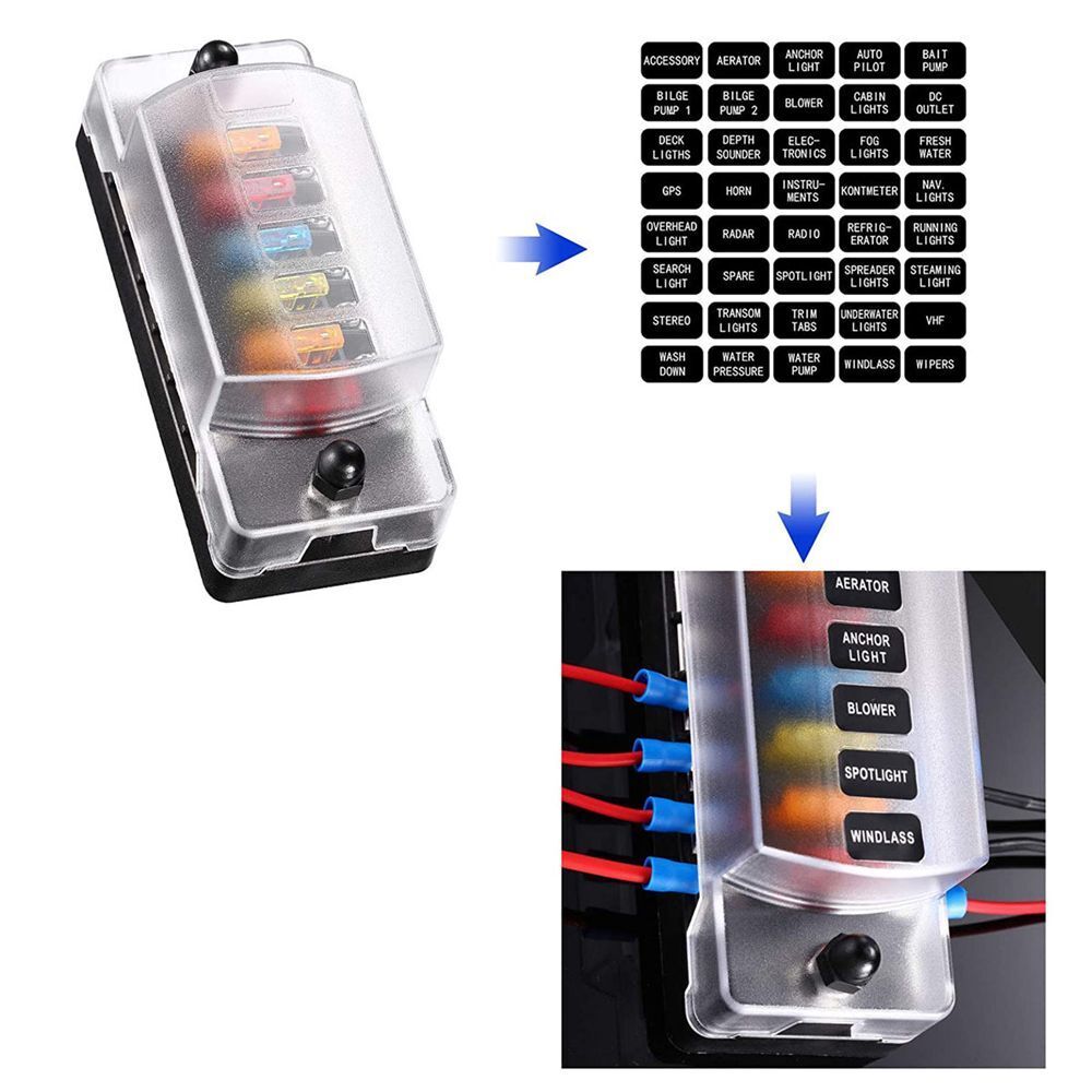 Boat RV Marine Car Accessory Block Fuse Box Plastic Cover Blade Fuse Holder