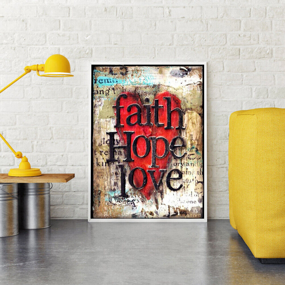 Faith Hope Love Full Round Drill 5D Diamond Painting Living Room Wall Decor