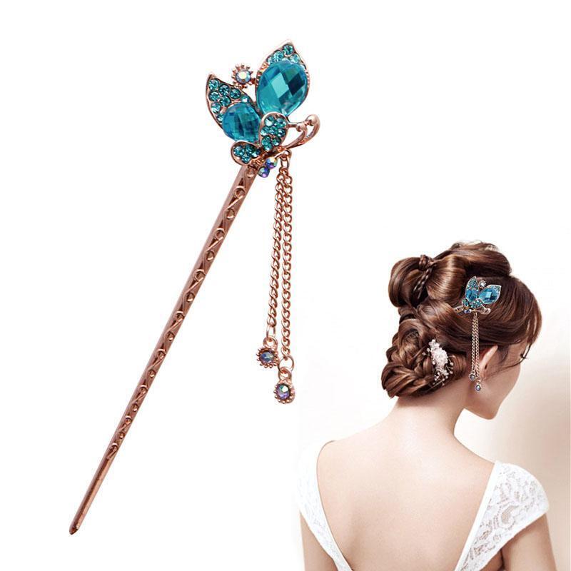 Various Fashion Women Elegant Bobby Pin Colorful Hairpin Rhinestone Hair Stick