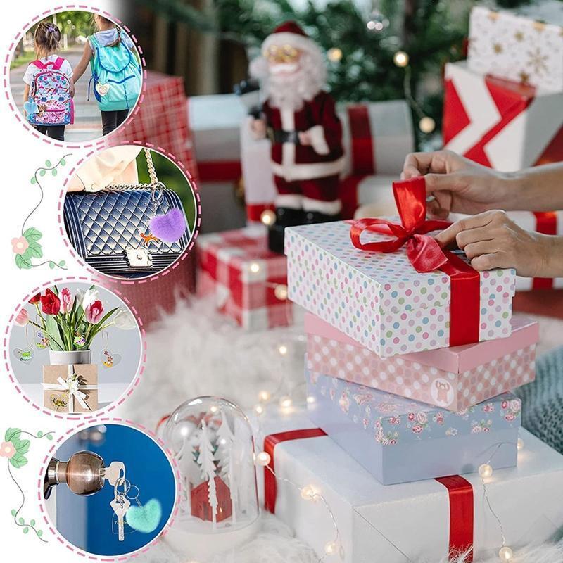 126Pcs Colourful Keychain Tassels Key Chain Ring Furball for DIY Keychain