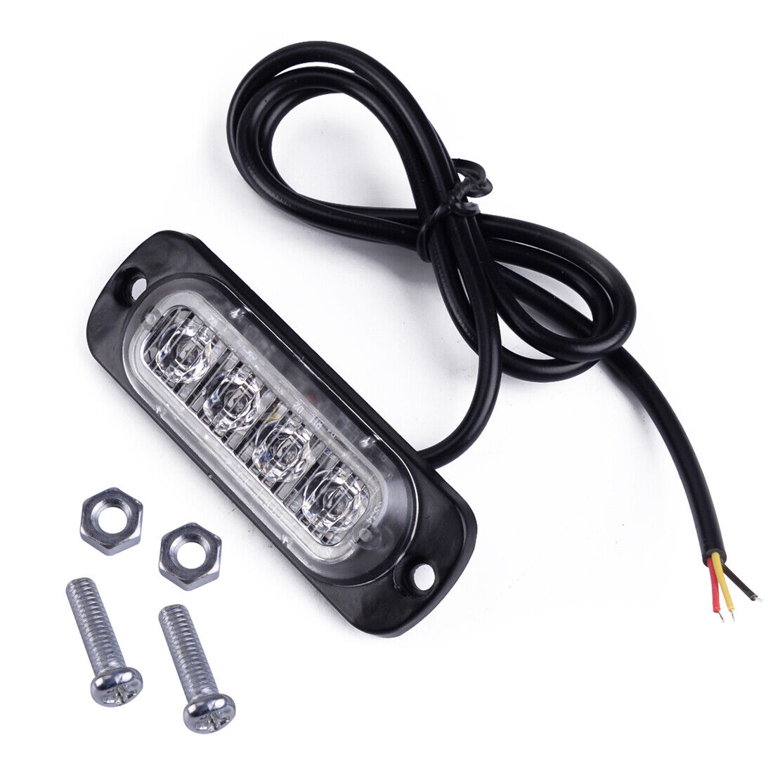 4-LED Flashing Recovery Strobe Car Emergency Light Grill Breakdown 12V-24V Li