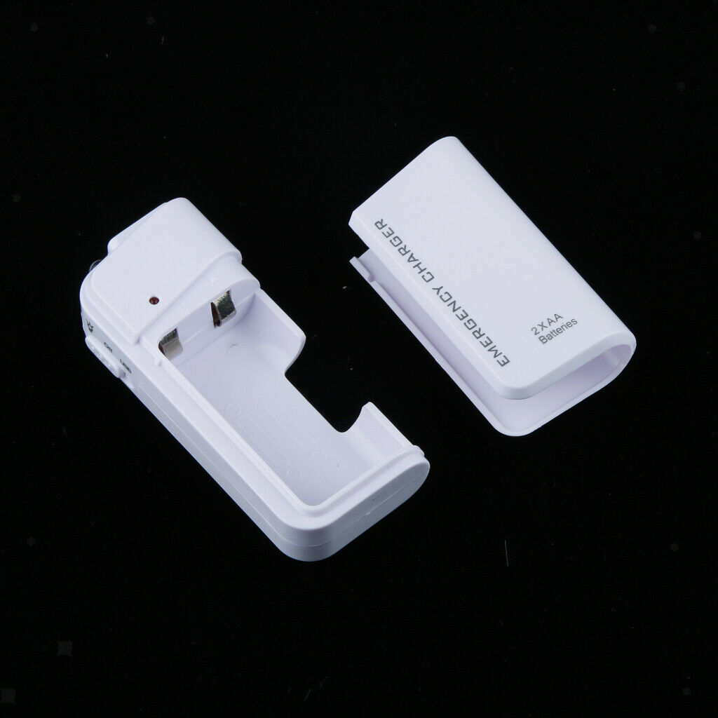 White Emergency  2AA Battery Charger Case Universal for Mobile Phones