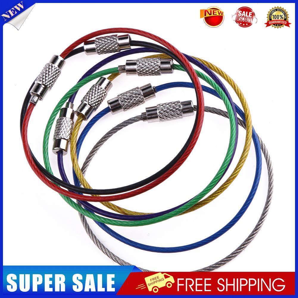 7pcs Metal Stainless Steel Wire Ropes Carabiner Key Hanging Cables EDC Tool
