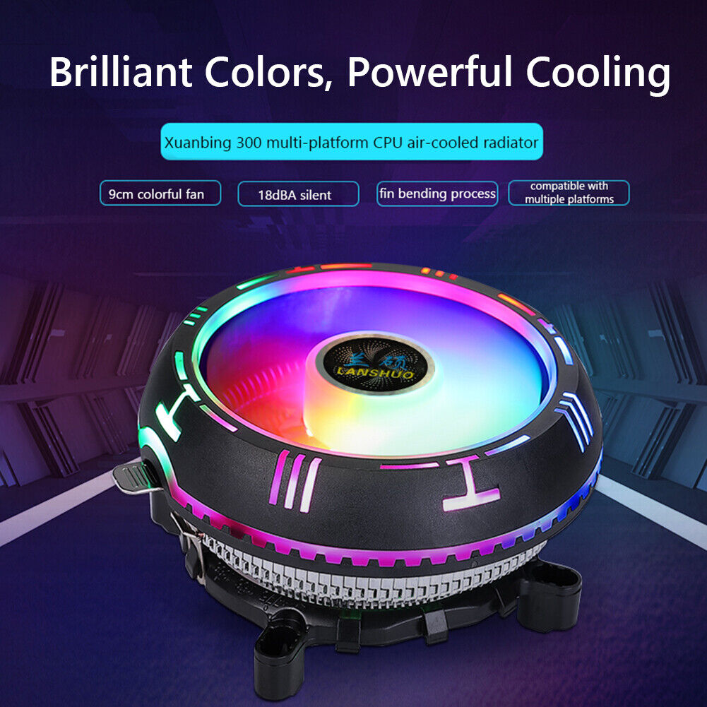 LANSHUO Low Profile Rainbow RGB CPU Cooler 90mm Fan for X79 X99 LGA 2011