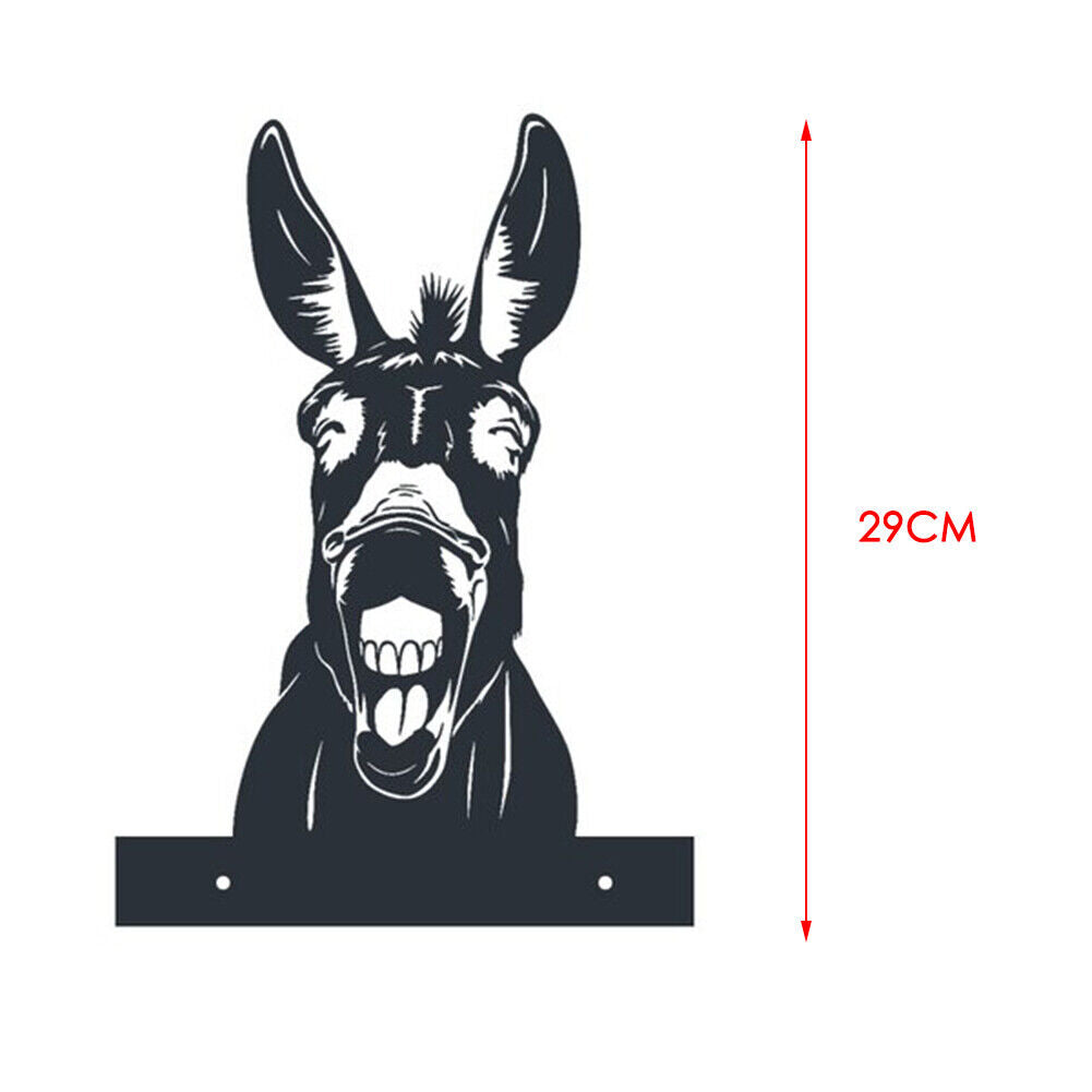 Animal Fence Metal Peeping Silhouette Donkey Cow Standing Art Statues (A)