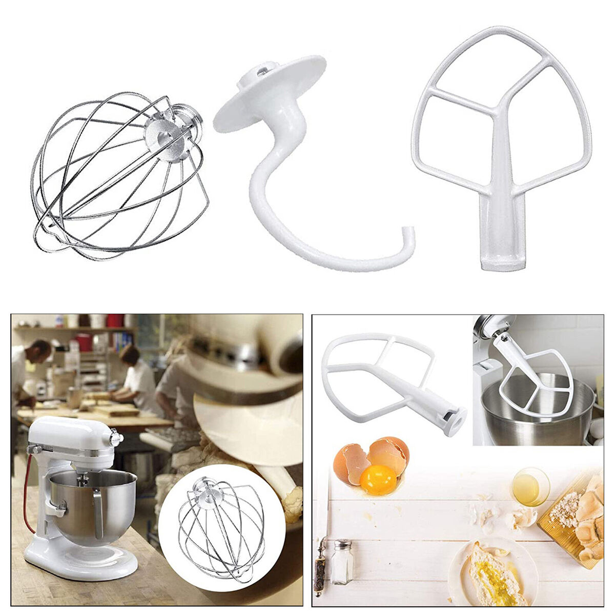 3 of pack  Mixer Replacement Set Flat Beater Wire  K45DH  Hook for 3K5SS