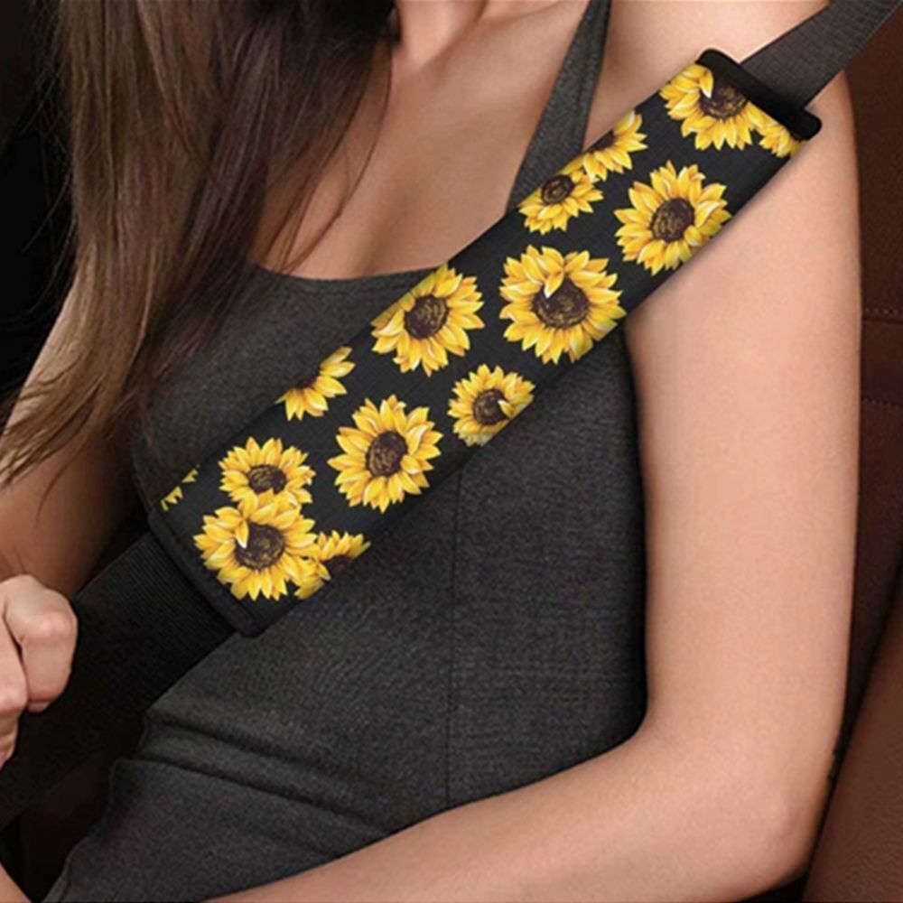 Car Seat Belt Pads Backpack Straps Sunflower Shoulder Seat Belt Cover Universal