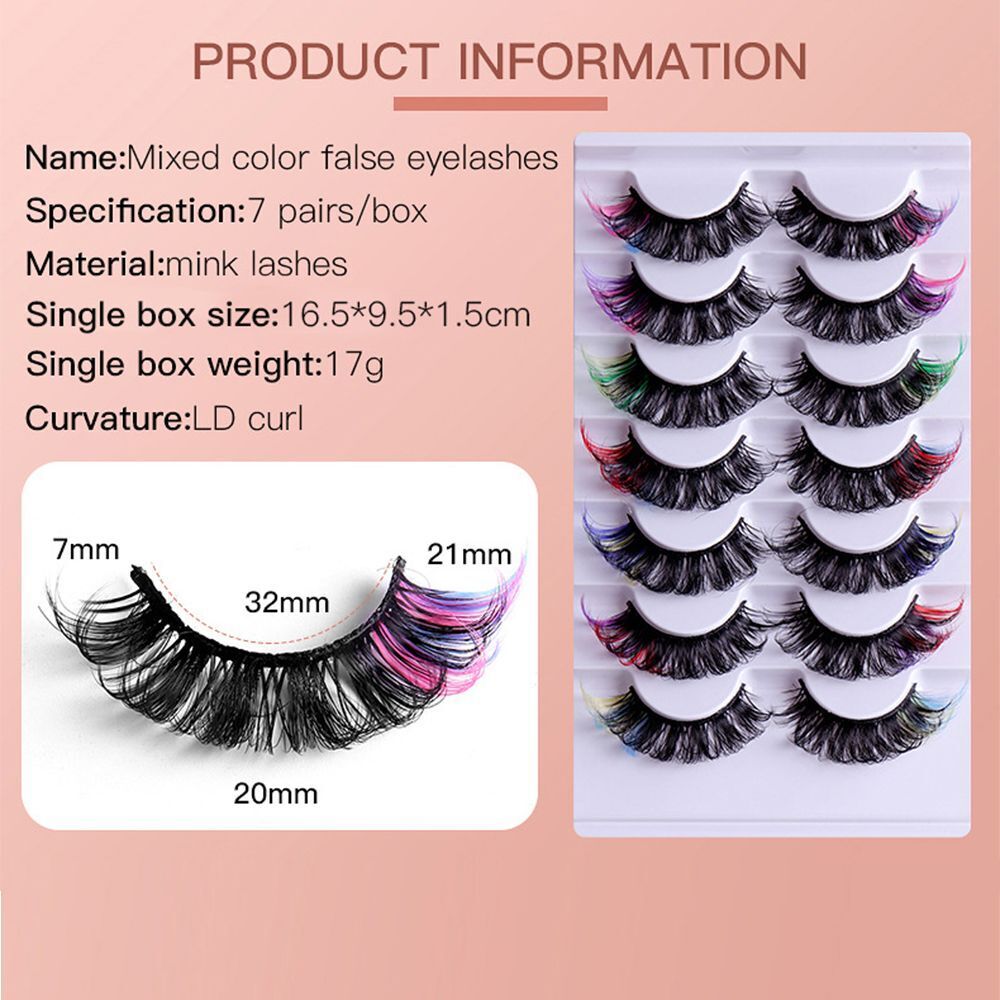 Eyelashes Dramatic Fluffy Mixed 7 Color DD Curl False Eyelahes 8D Mink Lashes