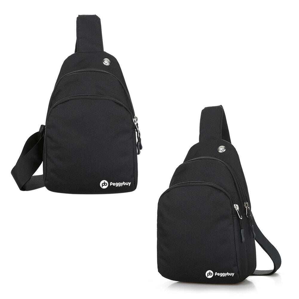 Women/Men Canvas Chest Packs Handbags Travel Casual Shoulder Bags(Black)-19