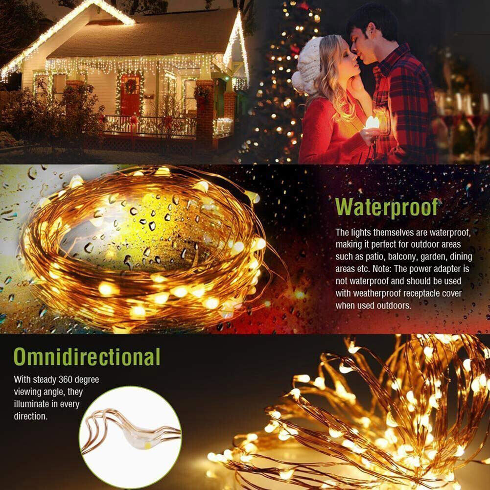 100 LED Solar Light Outdoor String Lamp Fairy Waterproof Garland Decor