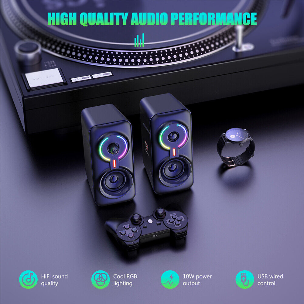 2pcs ONIKUMA L6 Gaming Wired LED Speaker Bluetooth-Compatible Stereo Kit