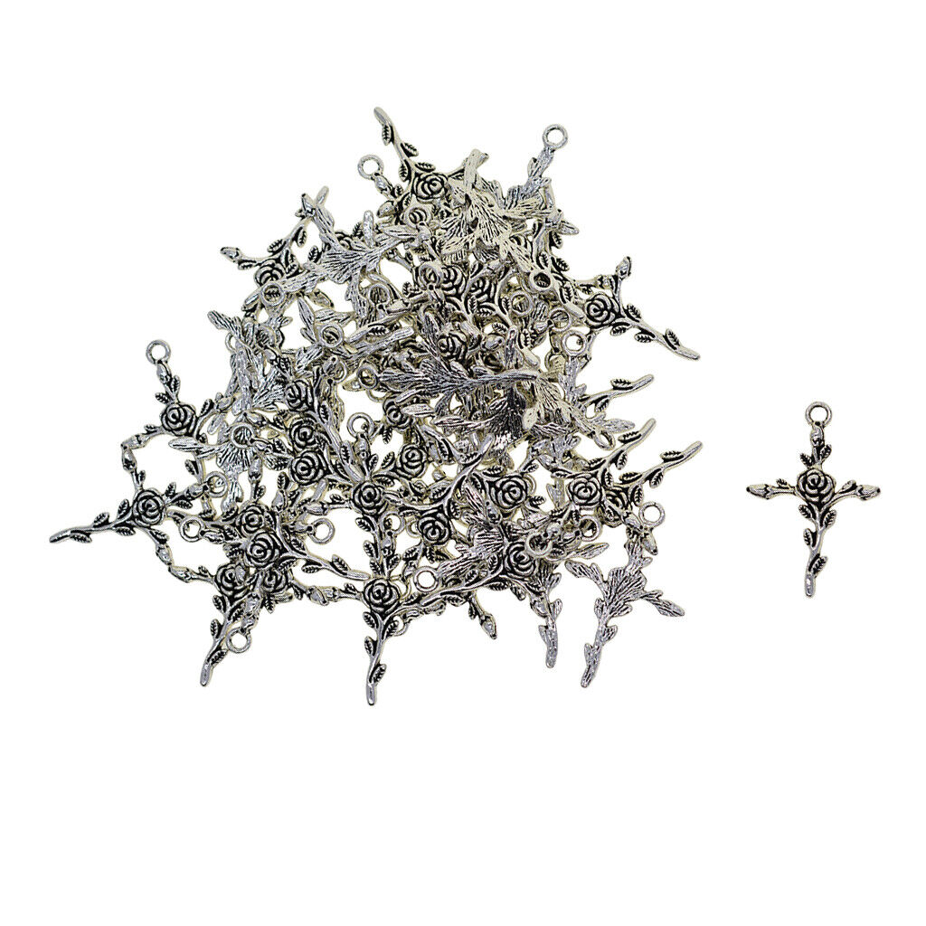 50 Pieces Tibetan  Floral  Charms Pendants for DIY Jewelry