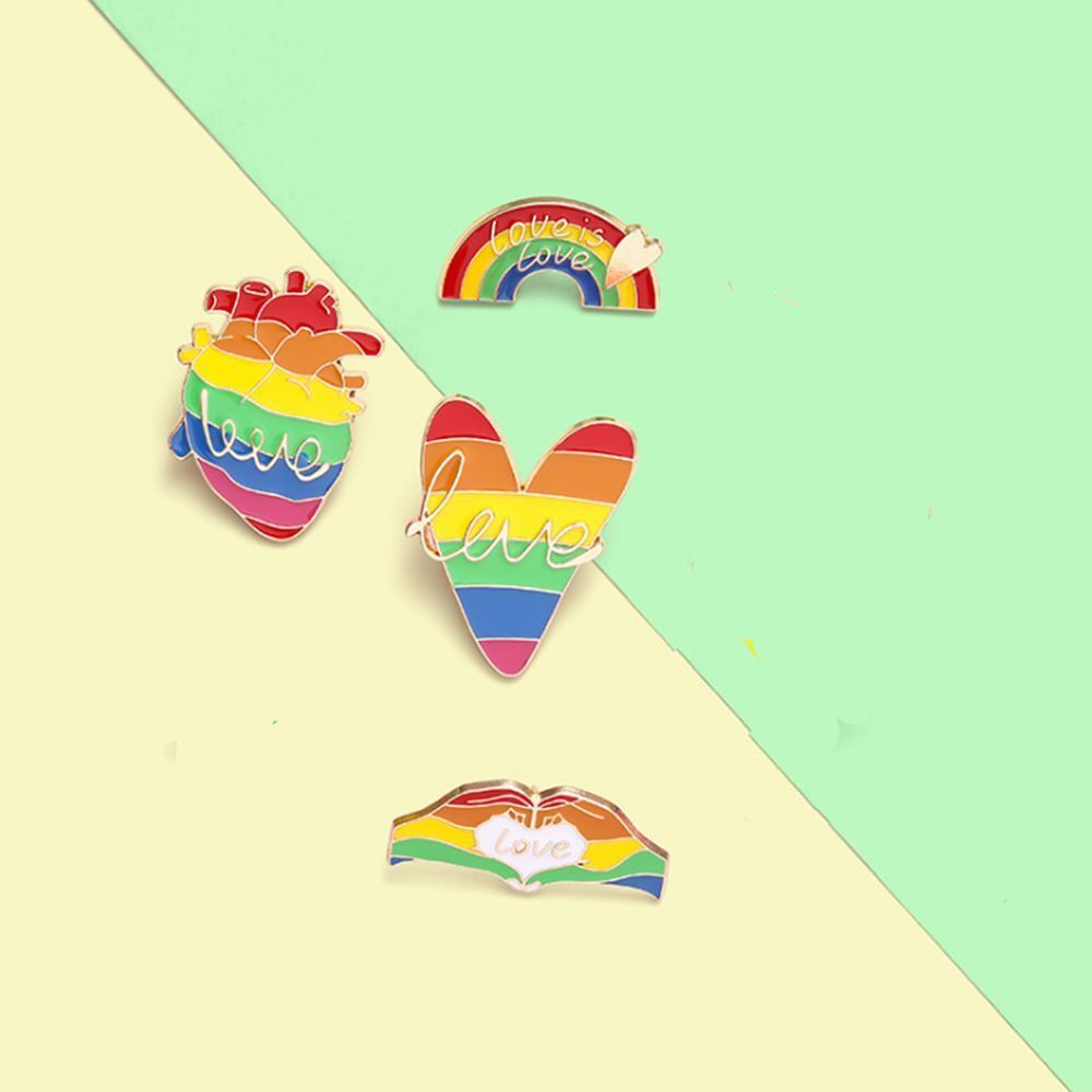 4PCS Lapel Denim Badge Metal Enamel Pins Pride Brooch Pins Rainbow