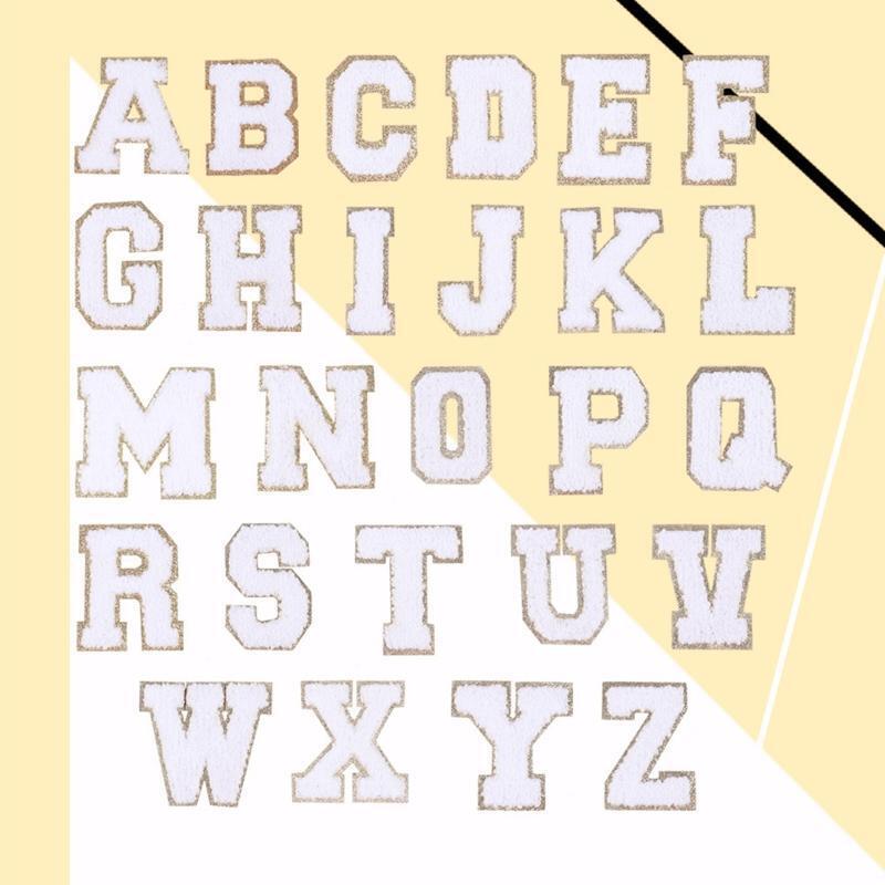 Towel Embroidered English Letter Patches 26Pcs Polyester Alphabet Patch