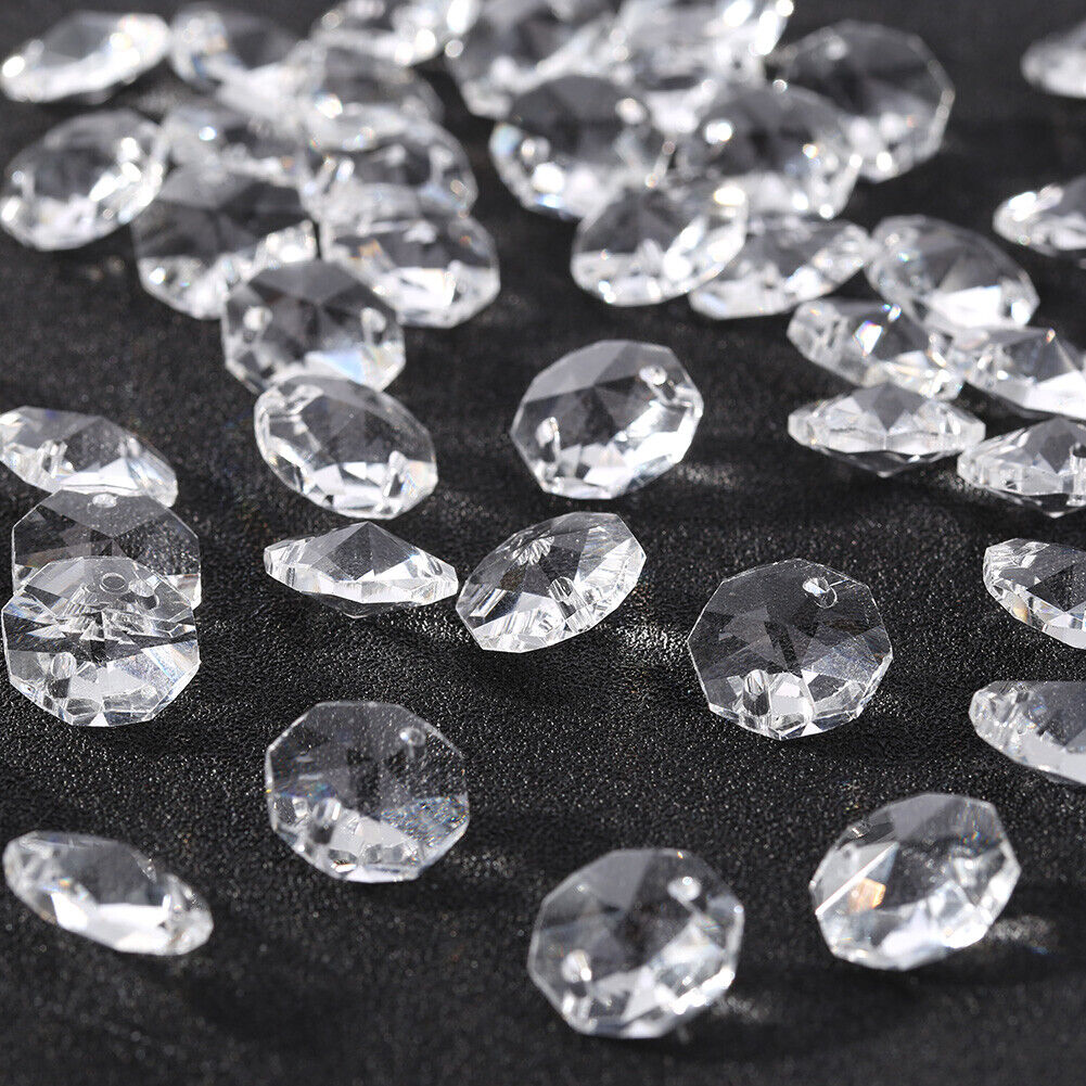 14mm Crystal Glass Diamond Octagonal Beads Home Ornaments (Transparent)