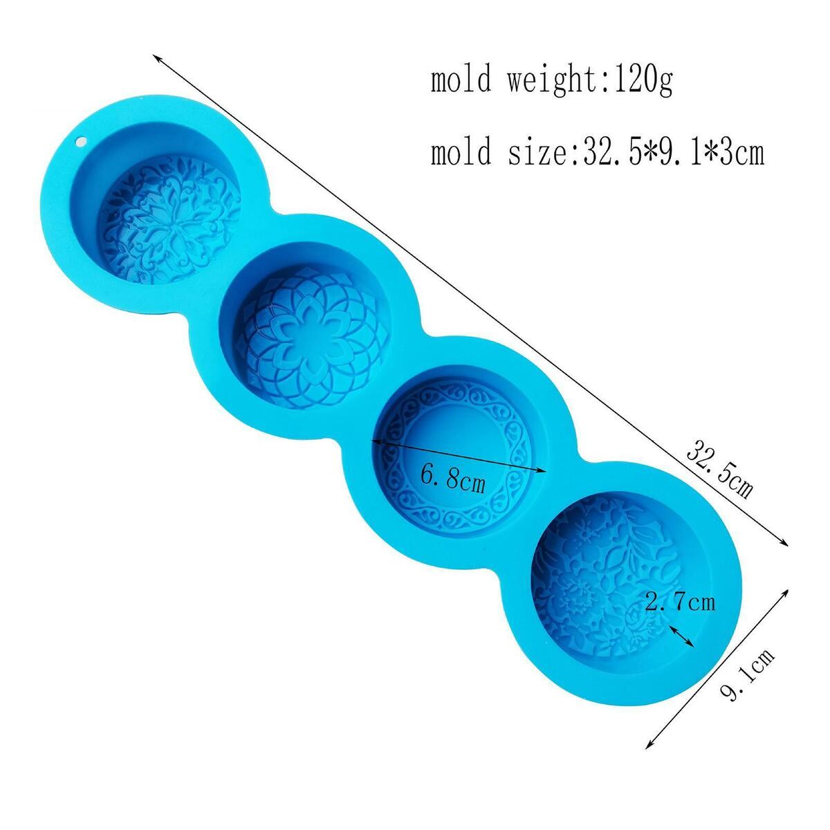2x 4 Cavity Silicone Soap Mold Round Oval Craft Cake Chocolate Pudding Jelly