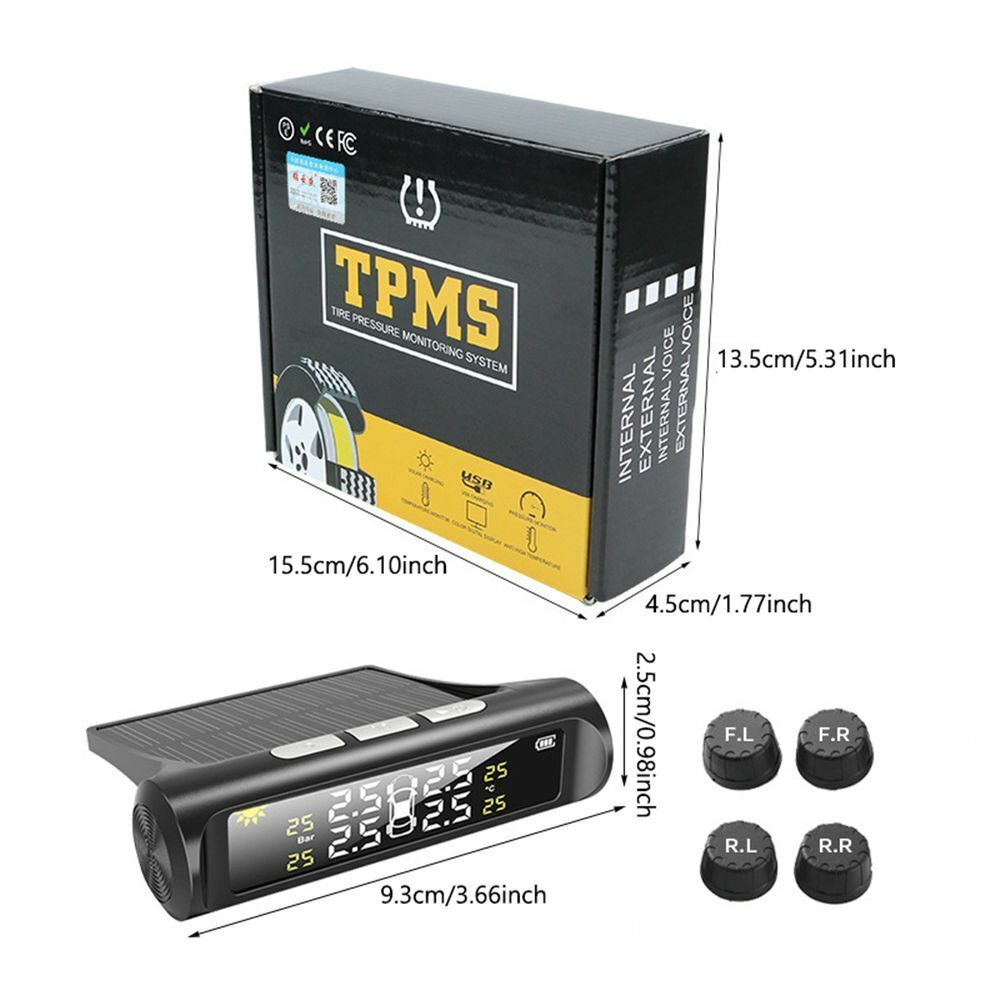 Pressure Monitoring System Tire Safety Monitor Solar and USB Charge Wireless