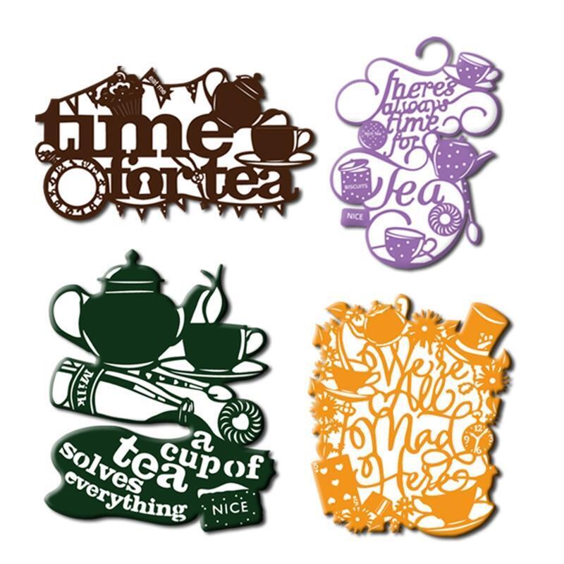 Time for Tea Letters Bunting Metal Cutting Dies Stencil DIY Embossing Template