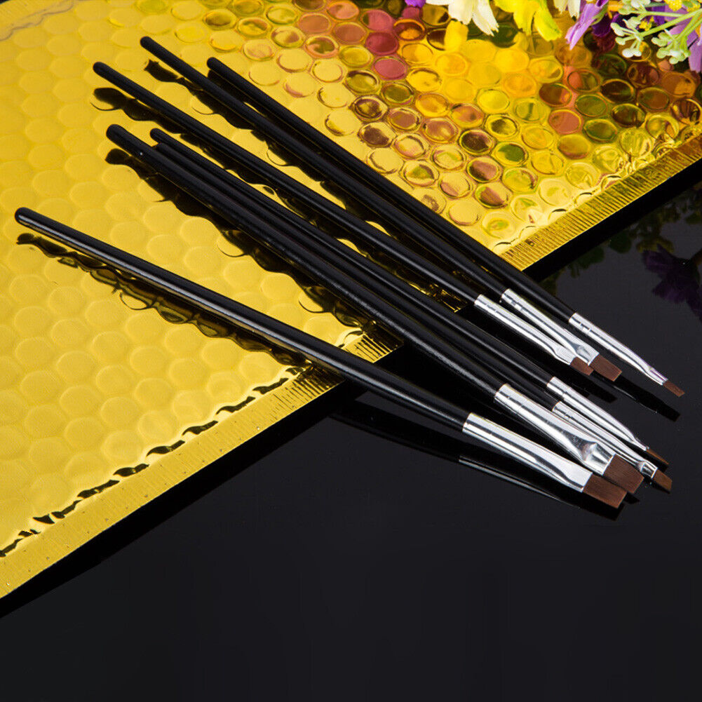 NEW 14 x UV Gel Acrylic Nail Art Flat Brush Painting Tool Set Manicure