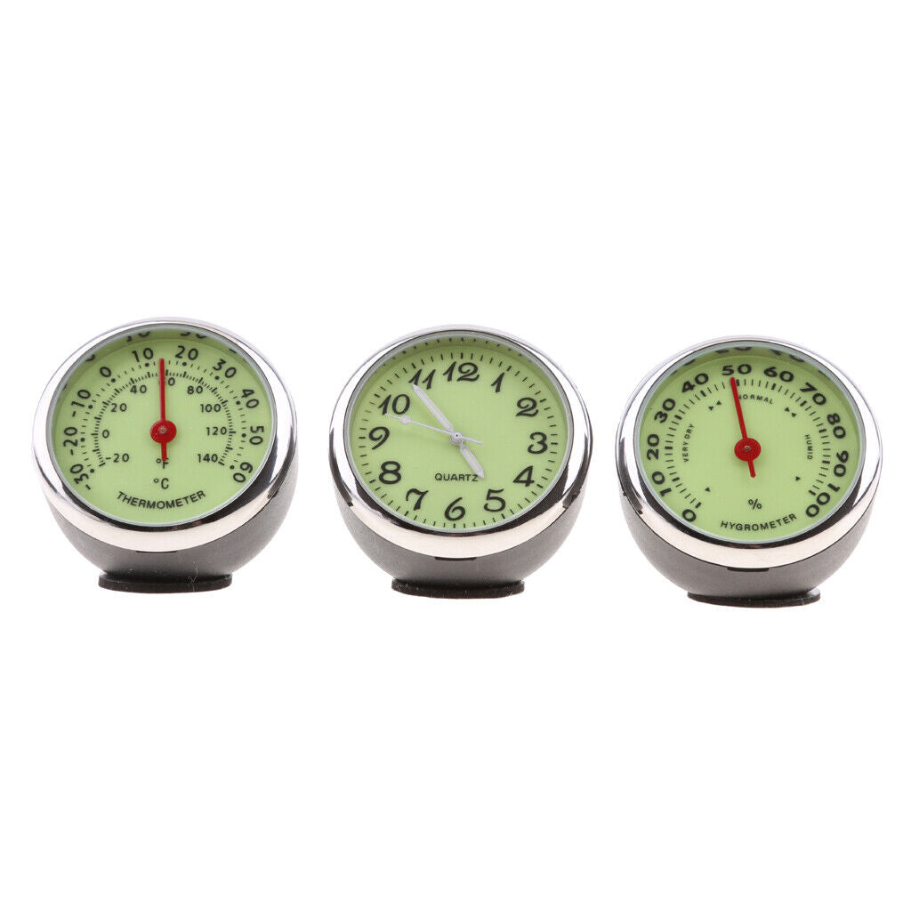 3*Car Dashboard  Humidity Quartz Clock Temperature Hygrometer
